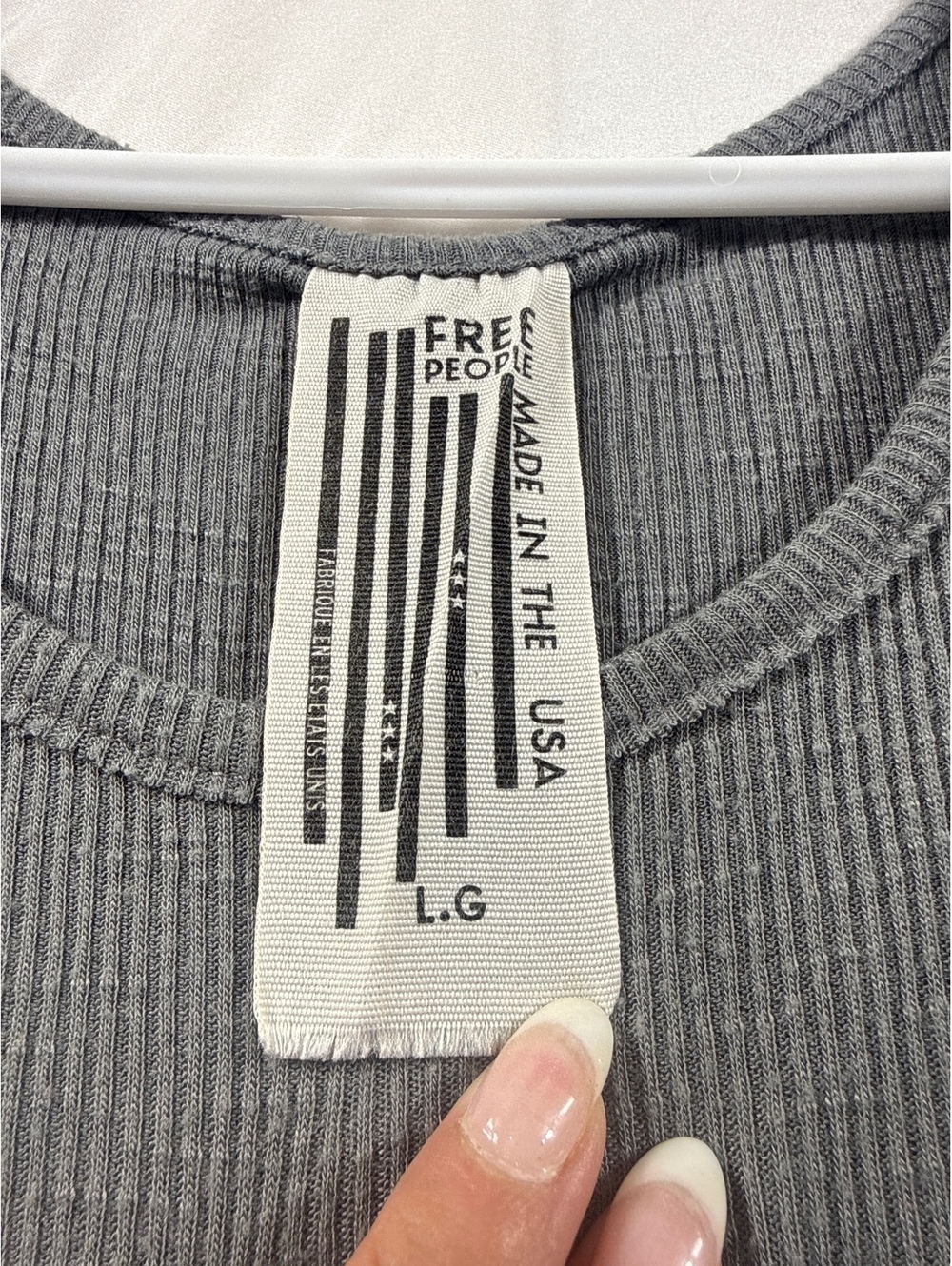 Free People Gray Ribbed Racerback Tank Top Size Large - Picture 2 of 4